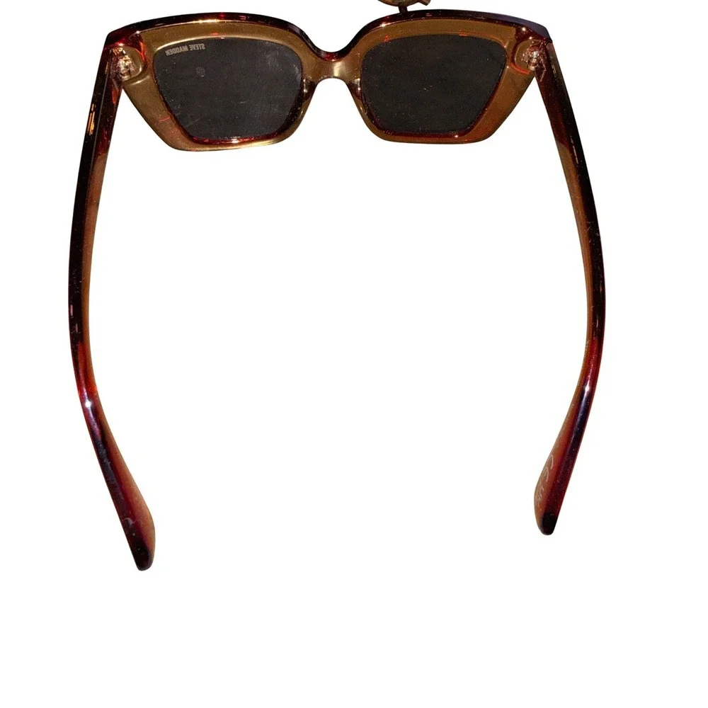 Steve Madden Red Oversized Square Sunglasses Y2K Glam Retro Statement Shades